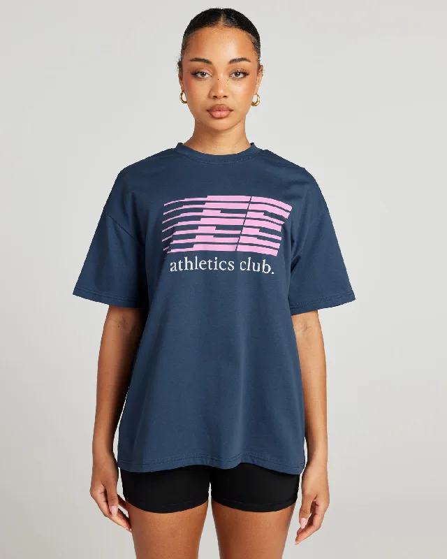 Bartending T Shirts-Women's Athletics Club Tee - Blue Slate