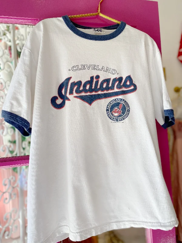 Basketball T Shirts-Vintage Cleveland Indians Ringer Tee WC