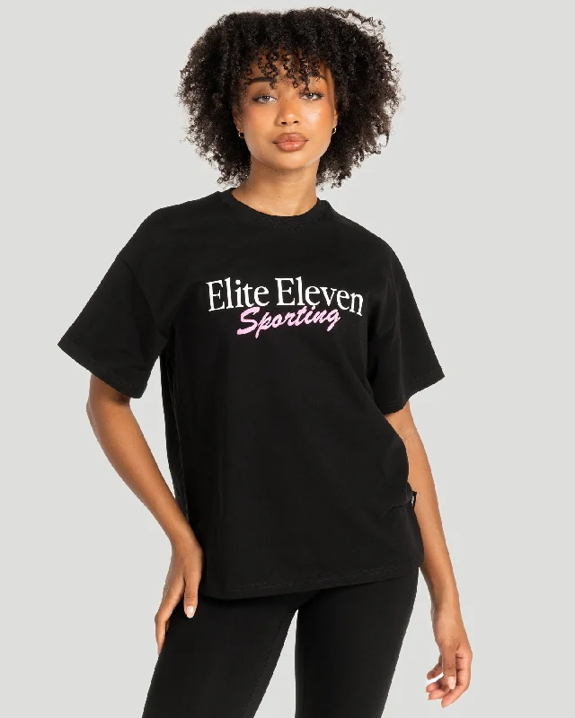 Edinburgh T Shirts-Women's Script Oversized Tee - Black / Pink