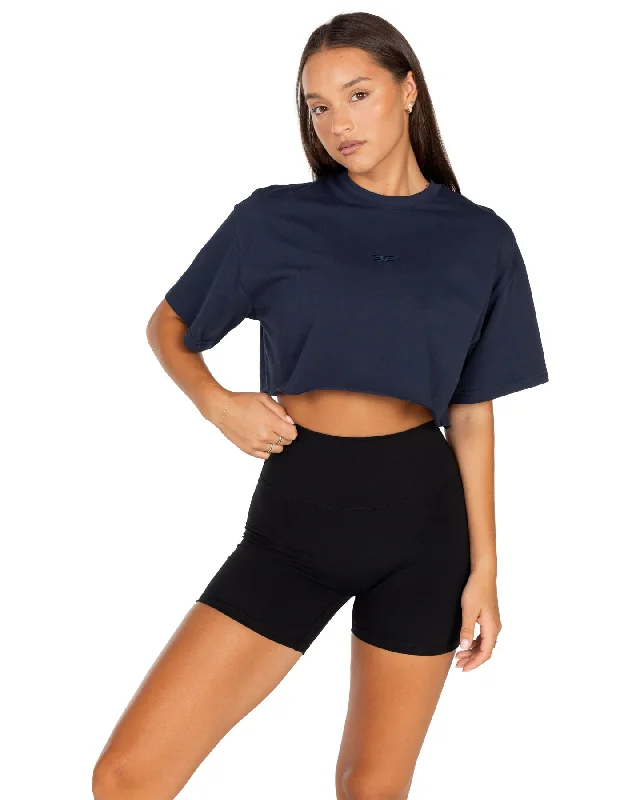 Clearance T Shirts-Women's Classic Cropped Tee - Navy