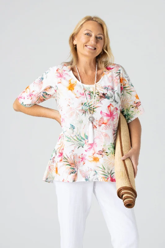 Elegant satin Blouses & Shirts with classic collars-Tigerlilly Short Sleeve Cotton Swing Shirt