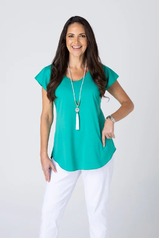 Comfortable cotton Blouses & Shirts for everyday wear-Jade Short Sleeve Cotton Sports Knit Top