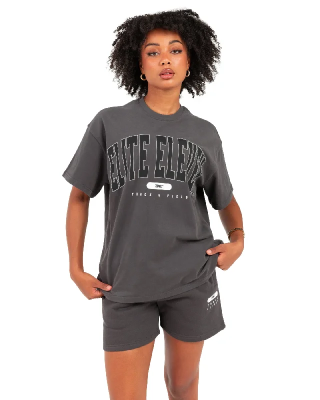 Silk Rayon V - Neck T Shirts-Women's Track & Field Oversized Tee - Slate