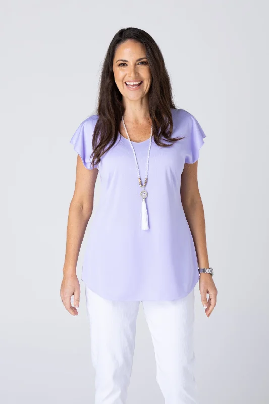 Affordable Blouses & Shirts online-Lilac Activewear Short Sleeve Top