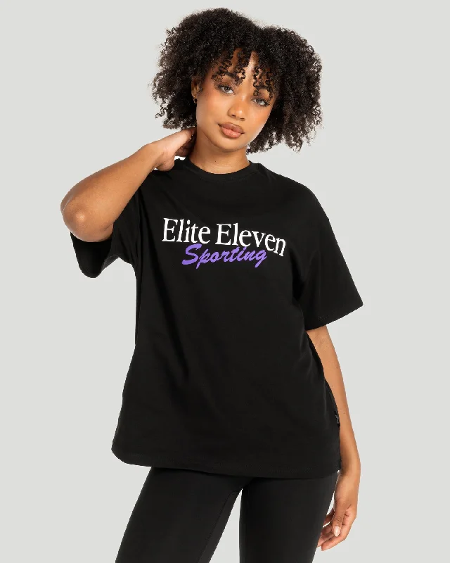 Dublin T Shirts-Women's Script Oversized Tee - Black / Purple