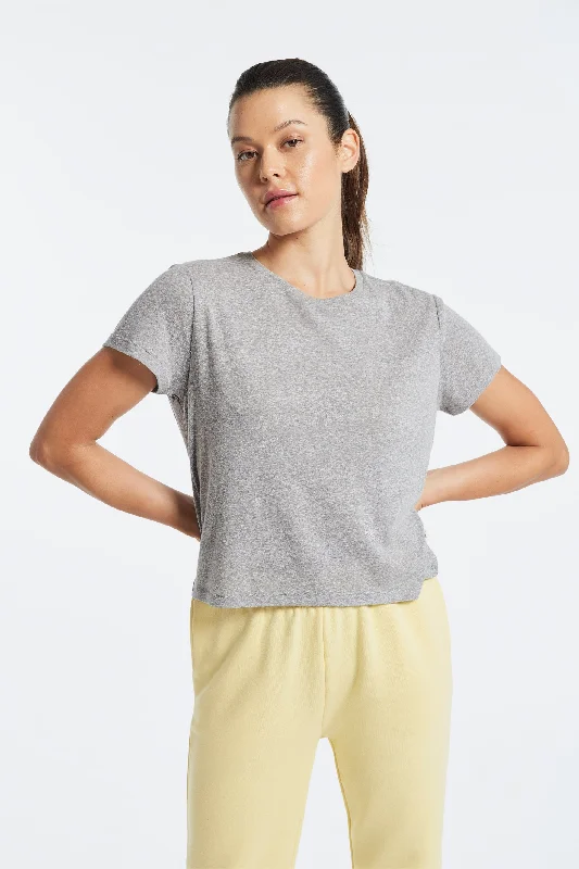 Solid Color T Shirts-Bowery Boxy Tri-Blend Tee - Heather Grey