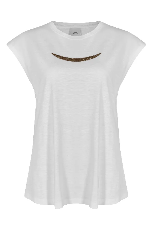 Baking T Shirts-Husk BEADED TEE - White