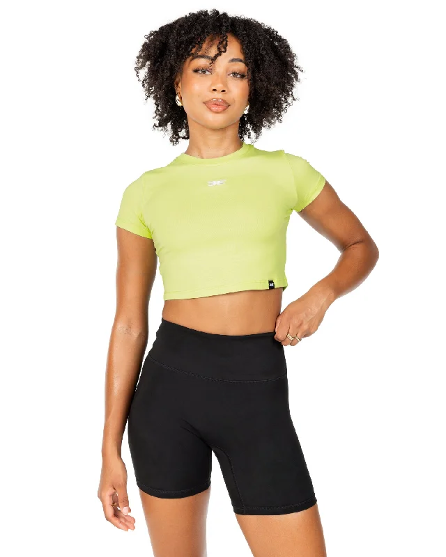 School Uniform Printed T Shirts-Elite Crop Tee - Lime