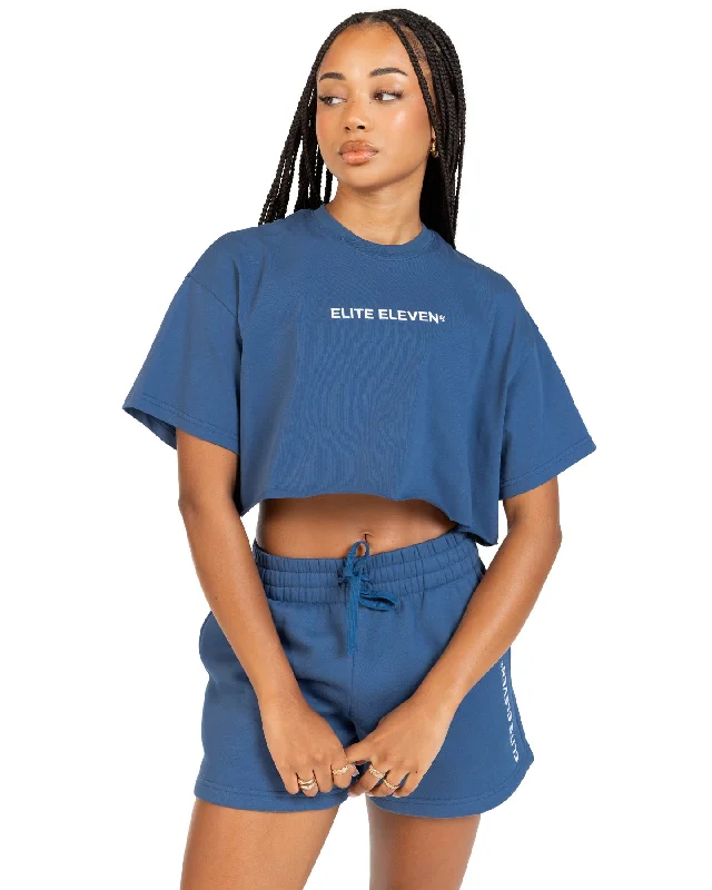 Cape Town T Shirts-Women's Cropped Registered Tee - Mid Blue