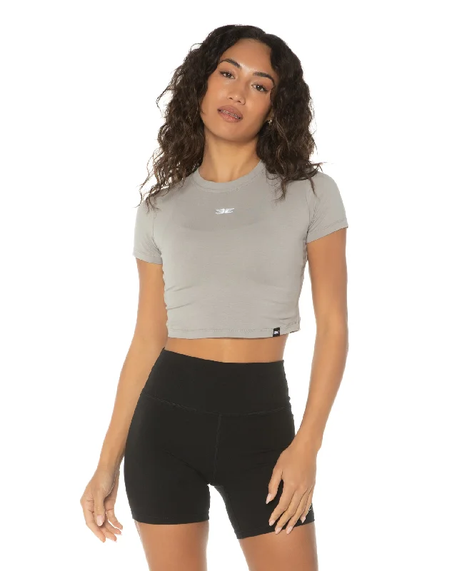 Business Casual Polo T Shirts-Elite Crop Tee - Smokey Grey