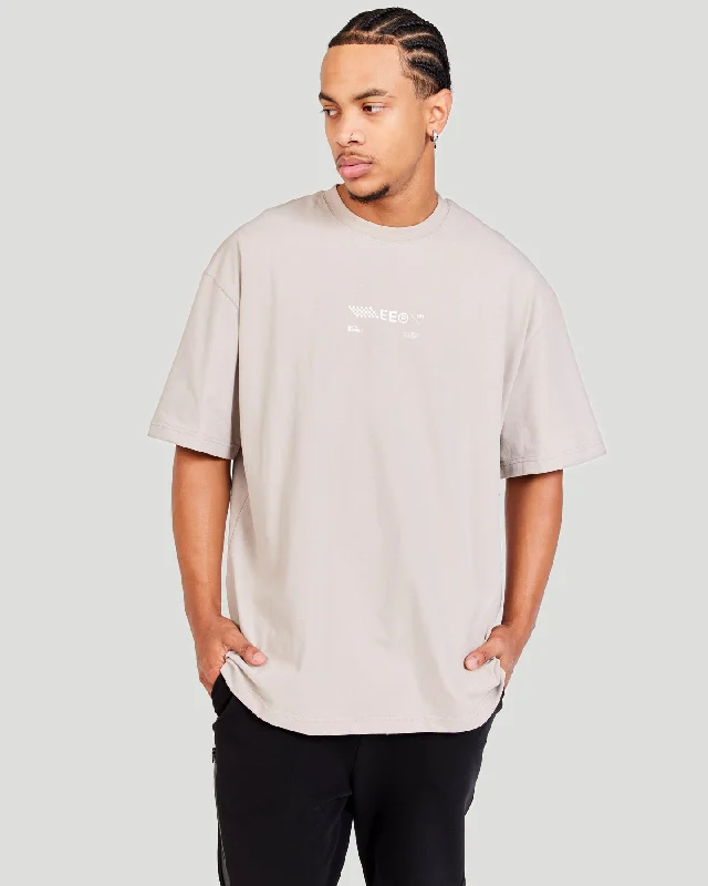 Italian Language T Shirts-Capital V2 Oversized Tee - Taupe