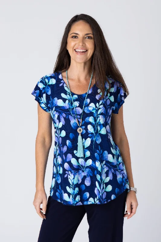 Trendy silk Blouses & Shirts for casual days-Willow Print Short Sleeve Jersey Top