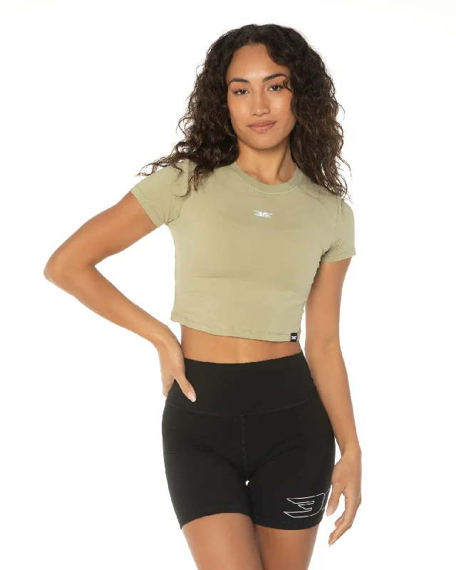 Team Uniform Embroidered T Shirts-Elite Crop Tee - Sage