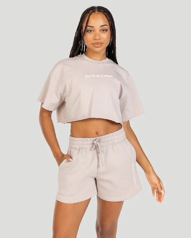 Hong Kong T Shirts-Women's Cropped Registered Tee - Taupe