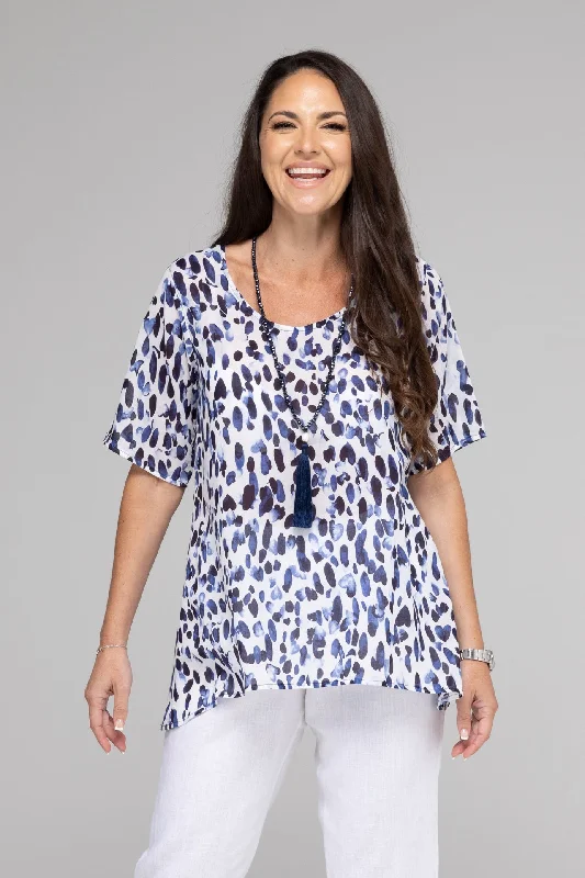 Blouses & Shirts for stylish evening wear-Drizzle Short Sleeve Cotton Swing Shirt