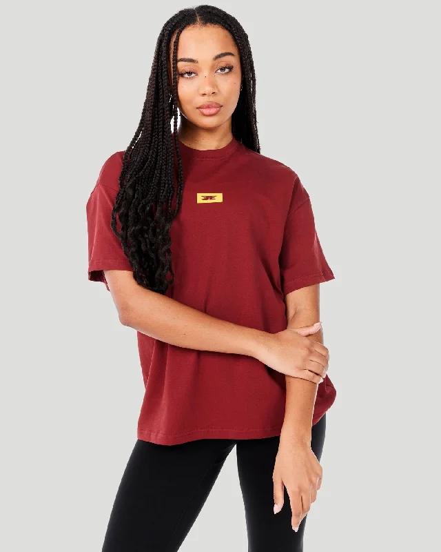 Travel Destination T Shirts-Women's Block Oversized Tee - Maroon