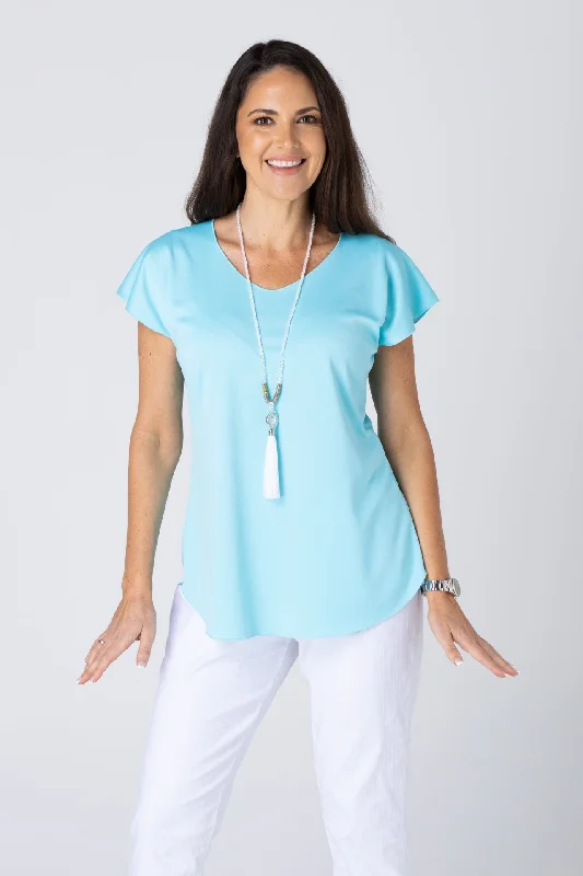 Cotton Blouses & Shirts for women-Aqua Activewear Short Sleeve Top