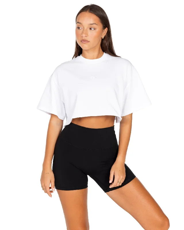 Made in USA T Shirts-Women's Classic Cropped Tee - White