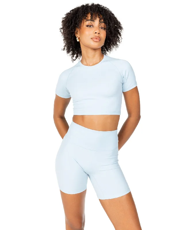 Clean Eating T Shirts-Aura Crop Tee - Sky Blue