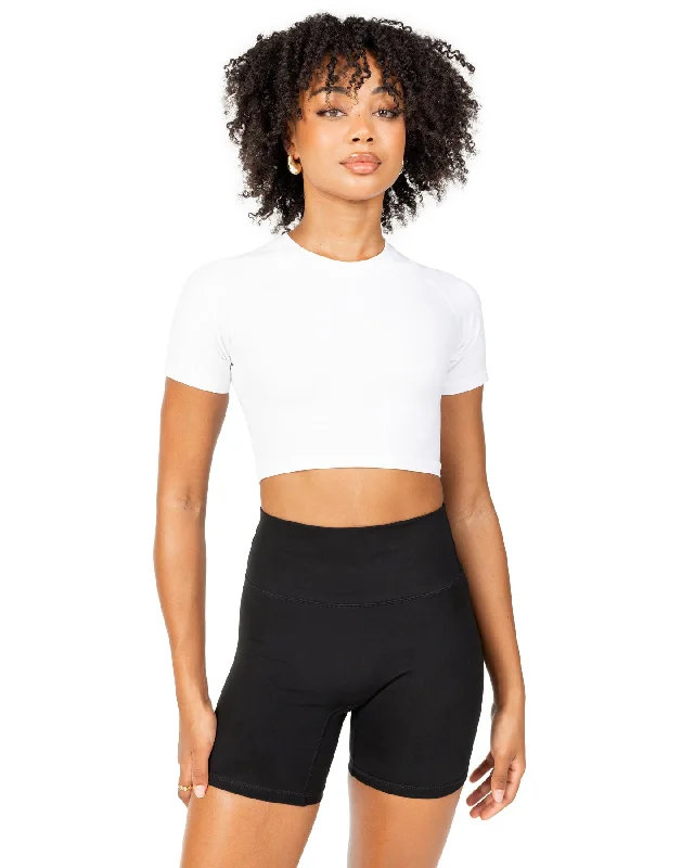 Gluten - Free T Shirts-Aura Crop Tee - White