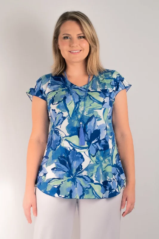 Professional Blouses & Shirts for casual Fridays-Pacific Print Short Sleeve Jersey Top