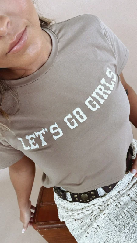 World Map T Shirts-Let's Go Girls Baby Tee, Mocha