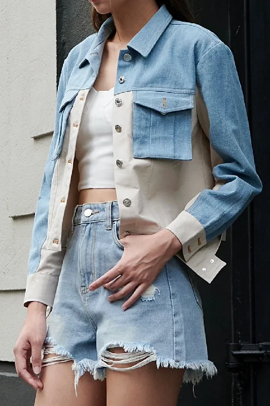 Comfortable cotton Blouses & Shirts for warm days-Jessica Cotton Denim Jacket