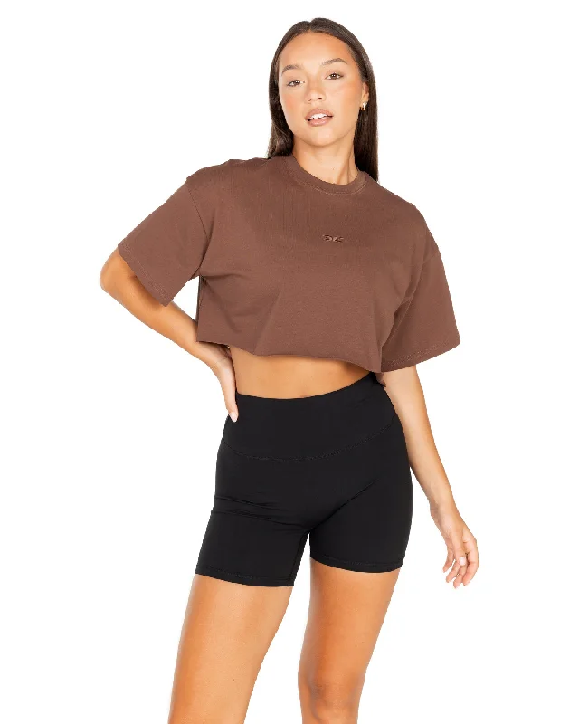 Wholesale T Shirts-Women's Classic Cropped Tee - Brown