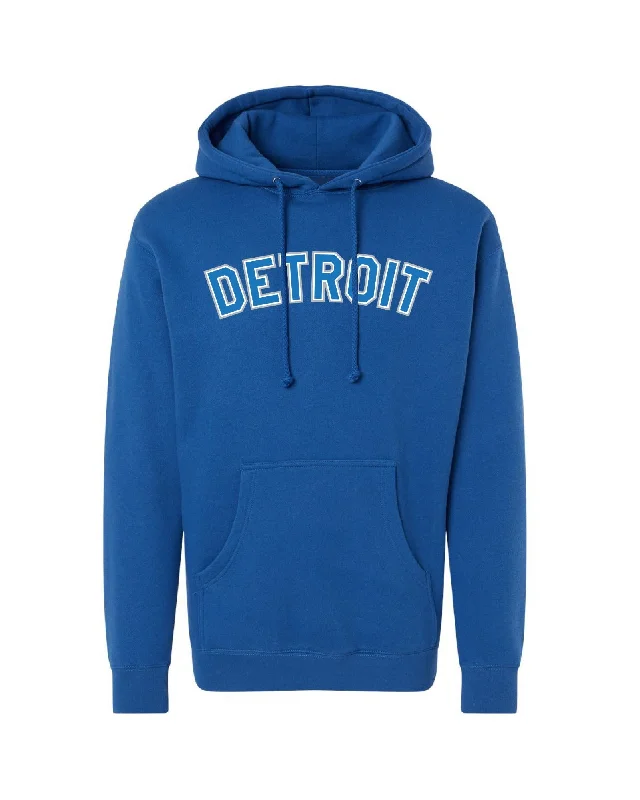 Hoodie for Trendy Street Look-Women's Patchwork Hoodies-Ink Detroit -  Honolulu blue and silver print on Blue Hoodie