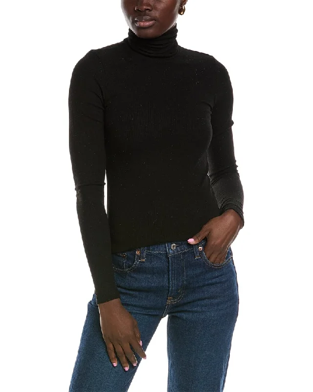 Women's Knit Pullover Sweater-Women's Thermal Pleated Pullovers-Splendid Idalia Shimmer Turtleneck