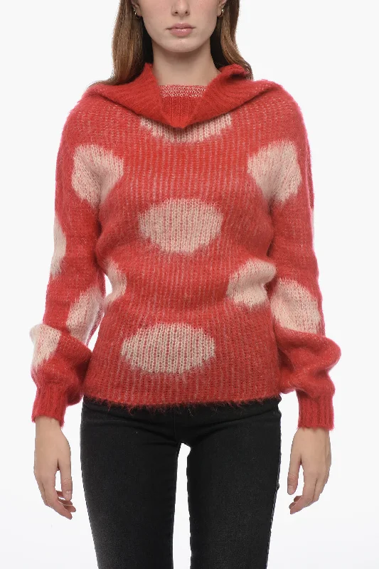 Warm Pullover Sweater for Winter Days-Women's Silk Pencil Pullovers-Marni Merino Wool-blended Sweater with Cuffs