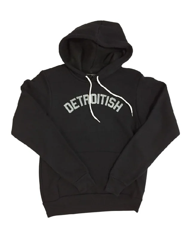 Hoodie for Urban Casual Style-Women's Off-Shoulder Hoodies-Ink Detroit Detroitish Pullover Hoodie - Black