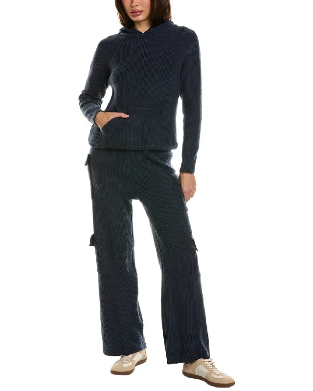 High-neck Knit Pullover Sweater-Women's Textured Pleated Pullovers-SERENETTE 2pc Pullover & Pant Set