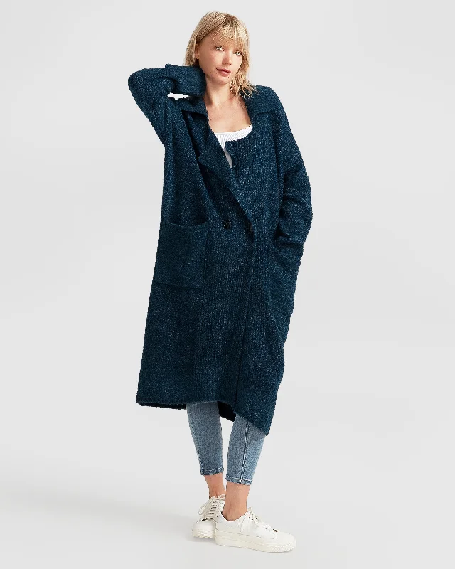 Pullover Sweater with Side Slits-Women's Silk Ruffle Pullovers-Born To Run Sustainable Sweater Coat