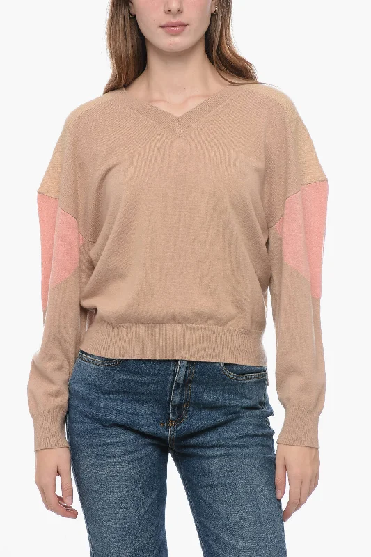 Casual V-neck Pullover Sweater for Men-Women's Sequin Pencil Pullovers-Stella McCartney Asymmetric Sweater with Logoed Elastic Band