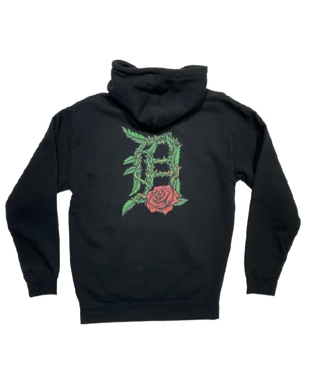 Hoodie for Cozy and Functional Wear-Women's Lounge Hoodies-Ink Detroit - Old English D Rose - Premium Heavyweight Hoodie - Black