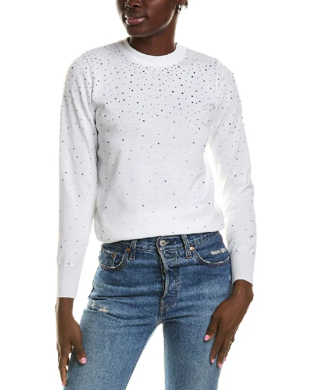 Pullover Sweater with Full Sleeves-Women's Short Sleeve Pullovers-Nanette Nanette Lepore Embellished Sweater