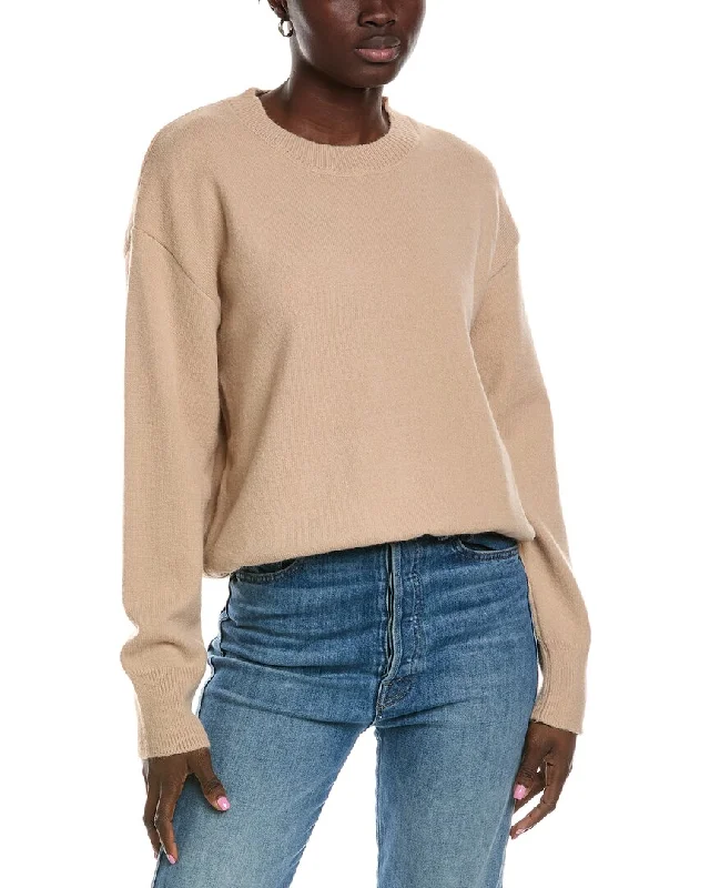 Ribbed Pullover Sweater-Women's Lace Ruffle Pullovers-Lyra & Co Wool-Blend Crewneck Sweater