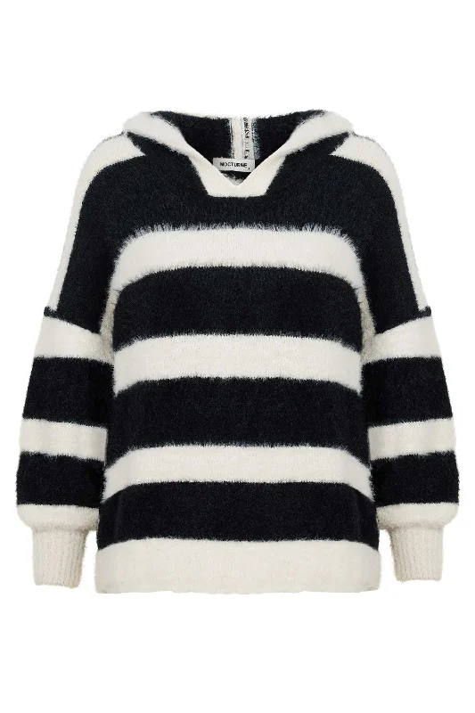 Pullover Sweater for Family Events-Women's High-Waisted Pleated Pullovers-Hooded Oversize Sweater