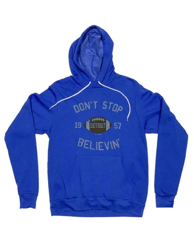 Hoodie for Men with Simple Style-Women's Leopard Print Hoodies-Ink Detroit Don't Stop Believin’ 1957 Hoodie - Heather Royal Blue