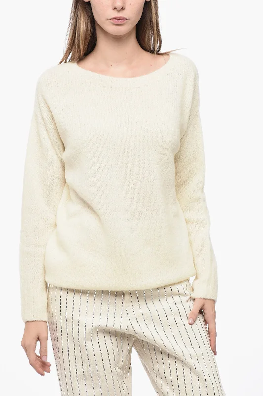 Pullover Sweater for Sweater Weather-Women's Party Pullovers-Gentryportofino Virgin Wool Blended Pullover with Wide Neckline