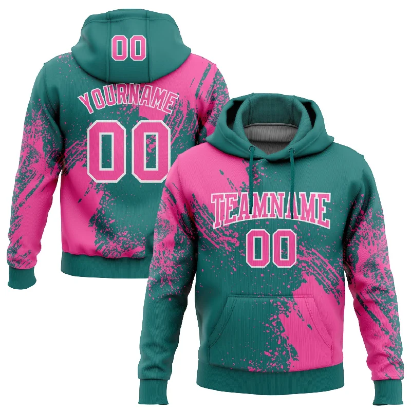 Hoodie for Warm Fall Style-Women's Snake Print Hoodies-Custom Stitched Teal Pink-White 3D Pattern Design Abstract Brush Stroke Sports Pullover Sweatshirt Hoodie