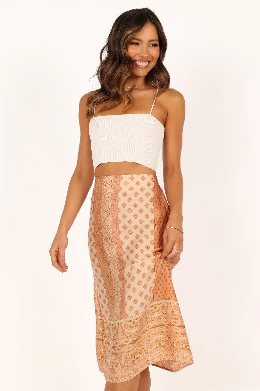 Easy-to-wear Casual Skirts-Women's Textured A-Line Skirts-Aleisha Midi Skirt - Golden Papaya