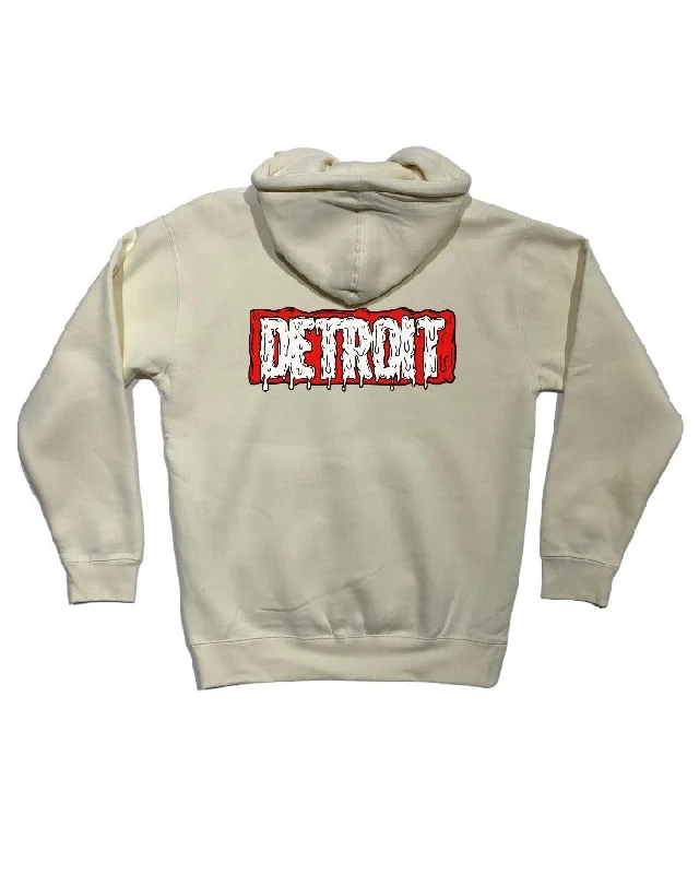 Hoodie for Stylish Weekend Style-Women's Longline Hoodies-Ink Detroit - MARVELous DETROIT DRIP - Premium Heavyweight Hoodie - Bone