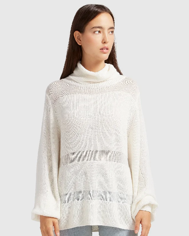 Pullover Sweater for Dressy Occasion-Women's Silk Pleated Pullovers-Nevermind Sheer Panelled Knit