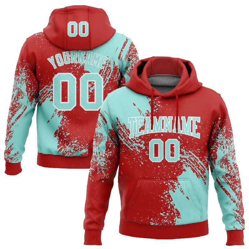 Hoodie with Soft Lining for Comfort-Women's Ombre Hoodies-Custom Stitched Red Ice Blue-White 3D Pattern Design Abstract Brush Stroke Sports Pullover Sweatshirt Hoodie