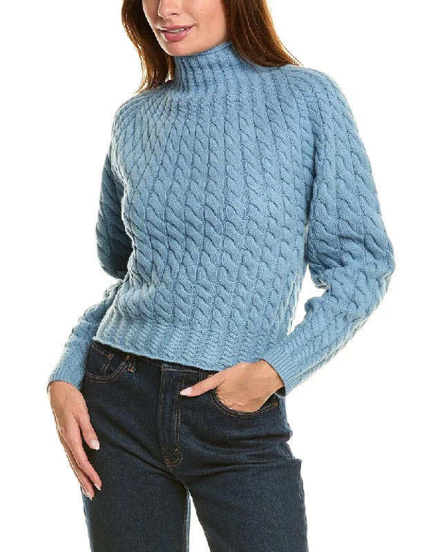 Pullover Sweater with Ribbed Cuffs-Women's Formal Pullovers-Theory Sculpted Turtleneck Wool & Cashmere-Blend Sweater