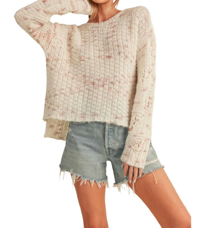 Pullover Sweater for Summer Nights-Women's Lace Denim Pullovers-Lainey Sweater In Oatmeal