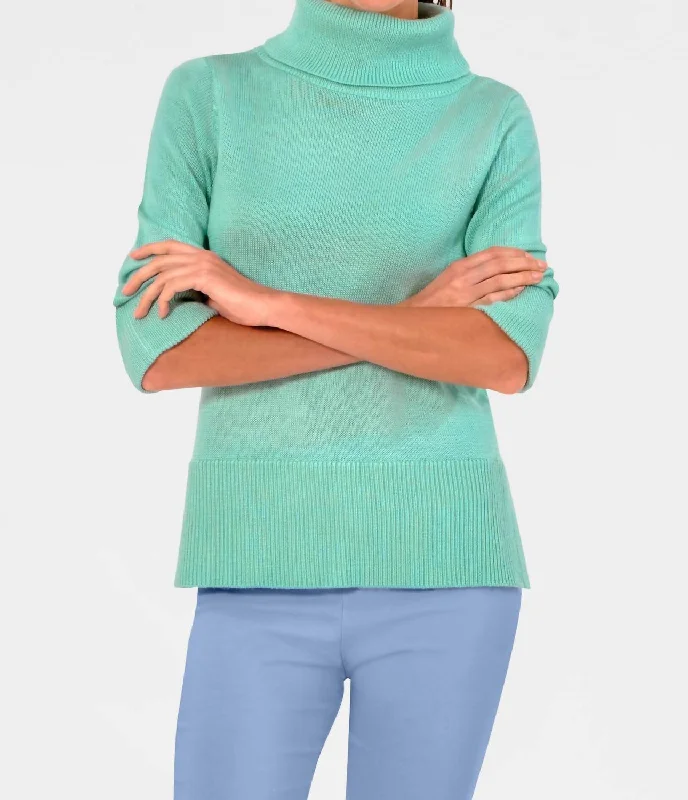 Pullover Sweater for Comfortable Wear-Women's Textured Pencil Pullovers-Sorbet Sweater In Seafoam