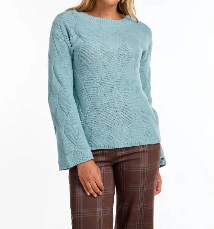 Stylish Knit Pullover Sweater for Women-Women's Sequin Ruffle Pullovers-Aqua Sweater